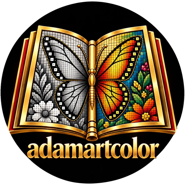 Logo adamartcolor — mozaikowy motyl